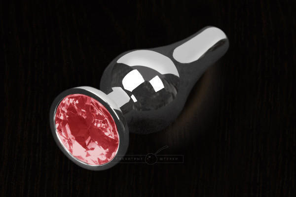 Анальная пробка большая Пикантные Штучки с рубиновым кристаллом, серебристая, 12 см