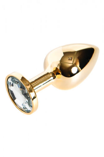 Анальная пробка с вставкой прозрачный бриллиант Drop Stimulant Diamond ToyFa Metall золотая
