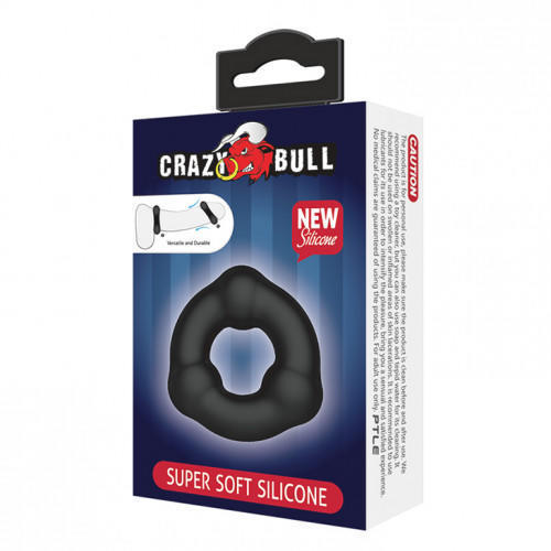 Эрекционное кольцо из мягкого силикона с 3-мя шариками Baile CrazyBull Super Soft Slilicon Baile