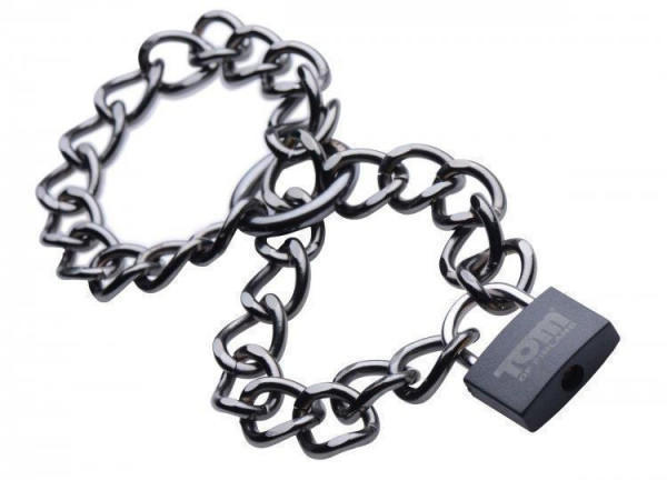 Металлические цепи-оковы с замком Tom of Finland Locking Chain Cuffs, серебристый