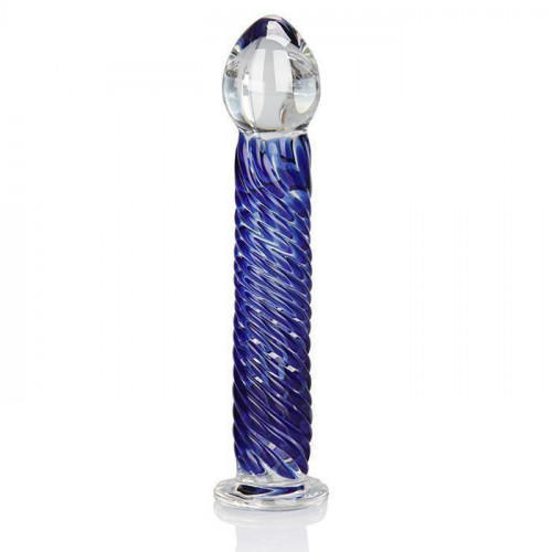 Стеклянный стимулятор Erotic Fantasy Spiral Stick, синий