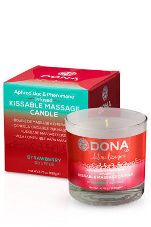 Вкусовая массажная свеча DONA Kissable Massage Candle Strawberry Souffle 135 г